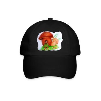 Waldtroll Märchen Pilz - Baseballkappe - Schwarz/Schwarz - Vorne