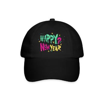 Happy New Year - Baseballkappe - Schwarz/Schwarz - Vorne