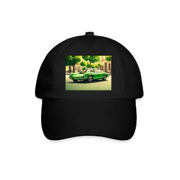 Sports car 80s green - Baseball Cap - black/black - Front