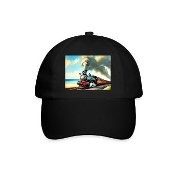 Steam locomotive on the beach - Baseball Cap - black/black - Front