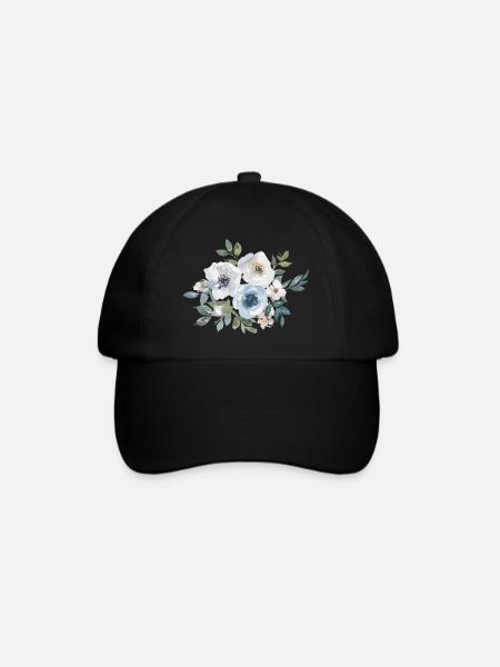 Blumen Rosen Aquarell - Baseballkappe - Schwarz/Schwarz