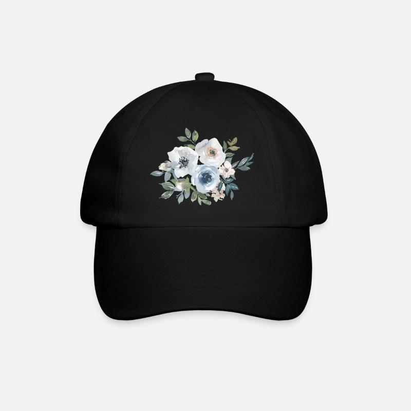 Blumen Rosen Aquarell - Baseballkappe - Schwarz/Schwarz