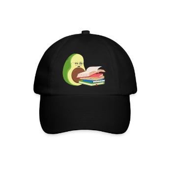 Lustige Avocado liest Bücher - Baseballkappe - Schwarz/Schwarz - Vorne