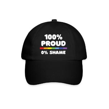 Pride Month - 100% stolz. 0% Scham - Baseballkappe - Schwarz/Schwarz - Vorne