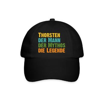 Thorsten der Mythos die Legende Vorname Thorsten - Baseballkappe - Schwarz/Schwarz - Vorne
