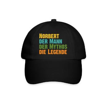 Norbert der Mythos die Legende Vorname Norbert - Baseballkappe - Schwarz/Schwarz - Vorne