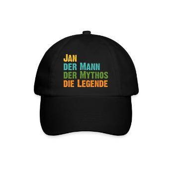Jan der Mythos die Legende Vorname Jan - Baseballkappe - Schwarz/Schwarz - Vorne