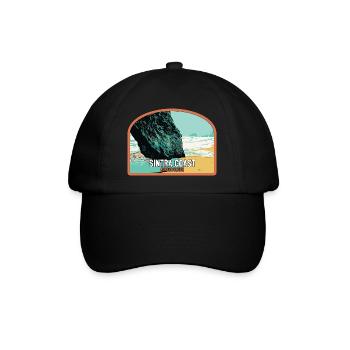 Illustration of Adraga Beach, Sintra Portugal - Baseball Cap - black/black - Front