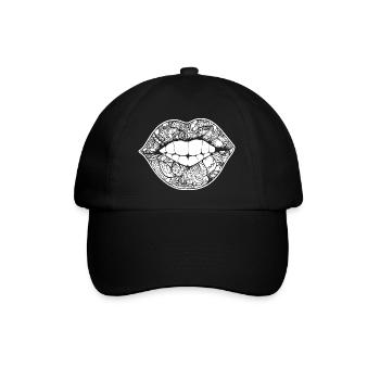 Lèvres, bouche, baisers lèvres - Casquette classique - noir/noir - Devant
