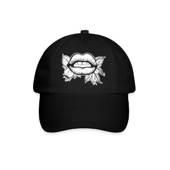 Lèvres, bouche, baisers lèvres - Casquette classique - noir/noir - Devant