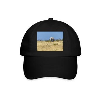 Elefant und Landschaft im Etosha Nationalpark - Baseballkappe - Schwarz/Schwarz - Vorne
