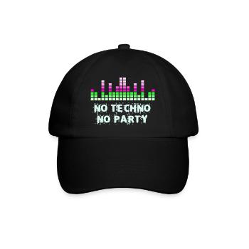 Kein Techno, kein Party-Rave-Spruch - Baseballkappe - Schwarz/Schwarz - Vorne