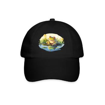 The green frog is a small amphibian - Baseball Cap - black/black - Front