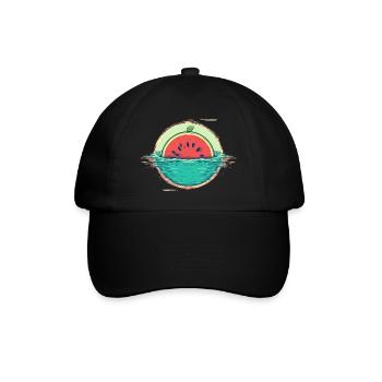 Watermelon in the sea funny melons art - Baseball Cap - black/black - Front