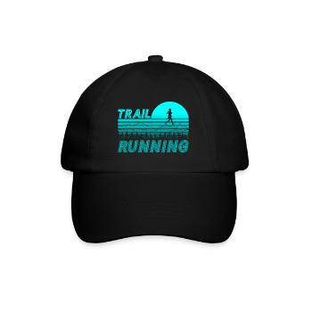 Trail running in the blue sunset with mountains - Baseball Cap - black/black - Front