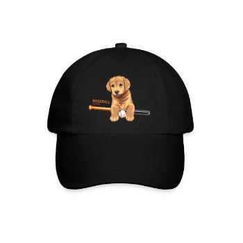 Drôle d’amateur de baseball de chiot golden retriever - Casquette classique - noir/noir - Devant
