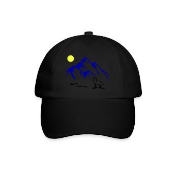 wolf vollmond - Baseballkappe - Schwarz/Schwarz - Vorne