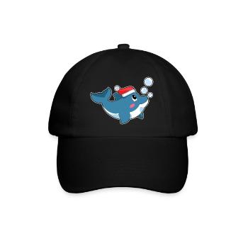 Dolphin Christmas Santa Hat - Baseball Cap - black/black - Front
