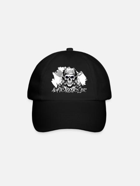 Aufragsgriller Skull BBQ Geschenk Grillschürze - Baseballkappe - Schwarz/Schwarz