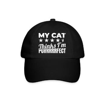 Meine Katze findet mich purrrrrfekt - Baseballkappe - Schwarz/Schwarz - Vorne