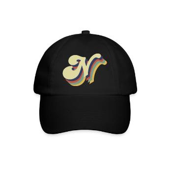 Retro-Buchstabe N - Baseballkappe - Schwarz/Schwarz - Vorne