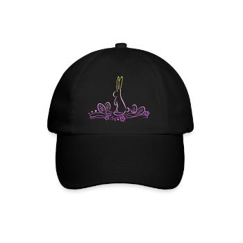 Silhouette de lapin de Pâques avec des œufs de Pâques - Casquette classique - noir/noir - Devant
