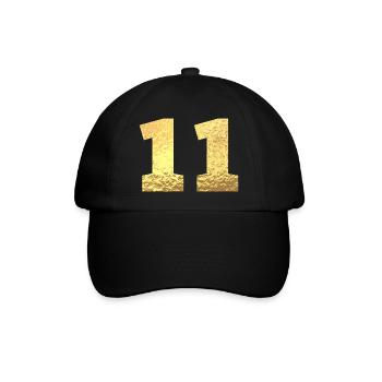 Nummer 11 Gold Glitter - 11. Jahrestag - Baseballkappe - Schwarz/Schwarz - Vorne