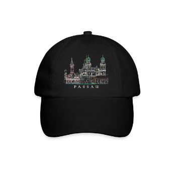 Passau Danube View, Bavaria, Germany, Drawing - Baseball Cap - black/black - Front