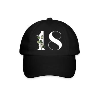 Numéro 18 floral vert -18e anniversaire floral - Casquette classique - noir/noir - Devant