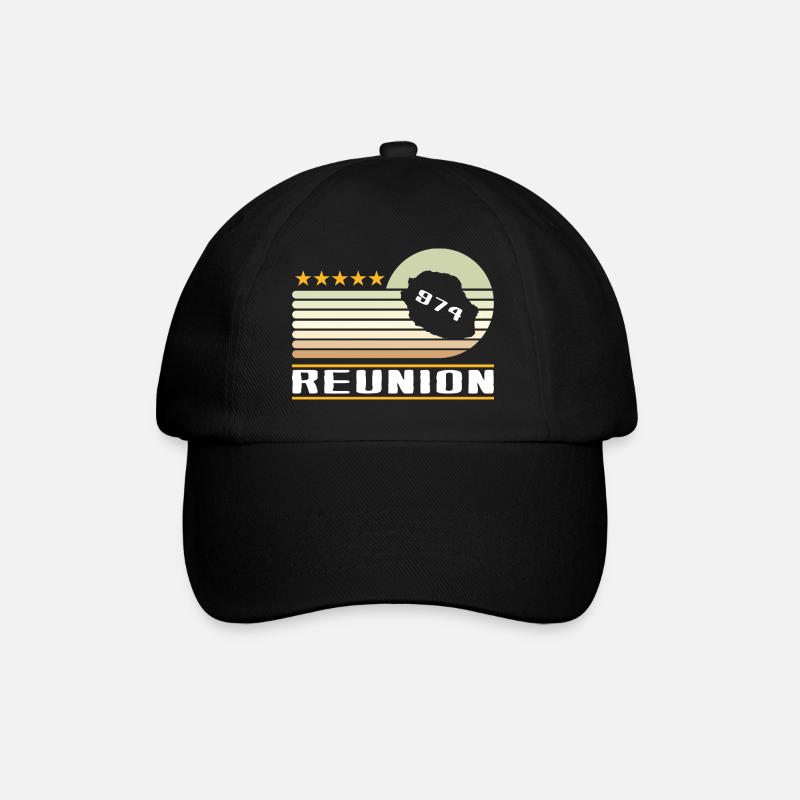 Geschenkidee Designkarte La Réunion 974 - Baseballkappe - Schwarz/Schwarz