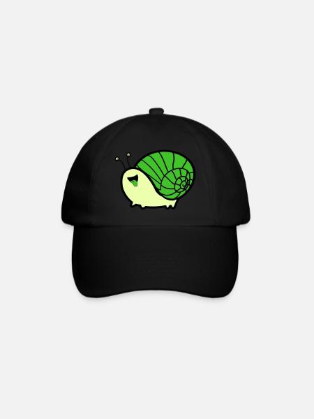 schnecke comic - Baseballkappe - Schwarz/Schwarz