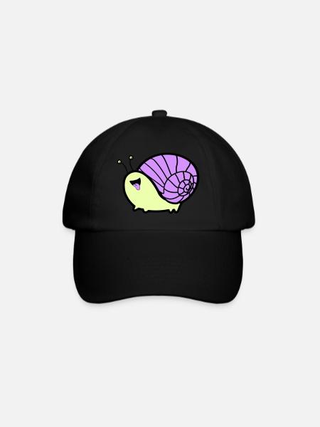 schnecke comic - Baseballkappe - Schwarz/Schwarz