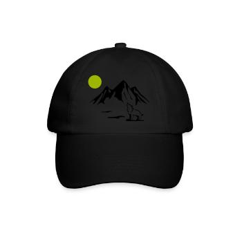 wolf vollmond - Baseballkappe - Schwarz/Schwarz - Vorne