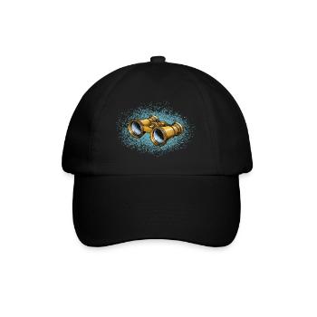 The antique gold binoculars in retro design. - Baseball Cap - black/black - Front