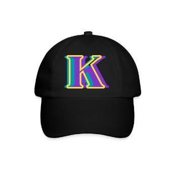 Mehrfarbiger Buchstabe k - Baseballkappe - Schwarz/Schwarz - Vorne