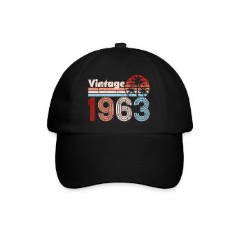 Vintage 1963 Palmiers Rétro Anniversaire - Casquette classique - noir/noir - Devant