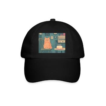 Happy Birthday cat - Baseballkappe - Schwarz/Schwarz - Vorne