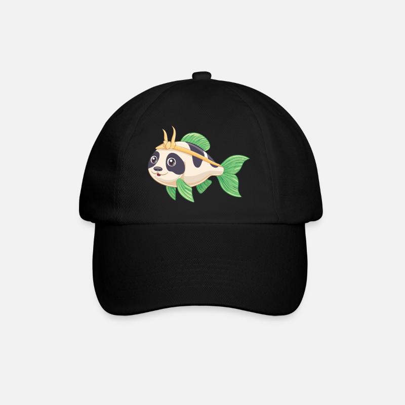 PandaPanzerwels – Süßes Hybrid-Design - Baseballkappe - Schwarz/Schwarz