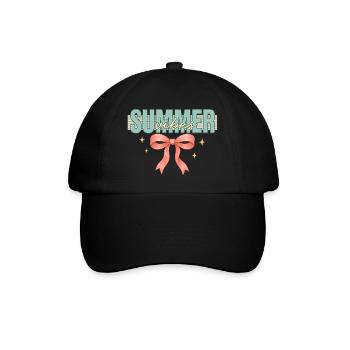 Summer vibe pink Bow png | Summer coquette bow - Baseball Cap - black/black - Front