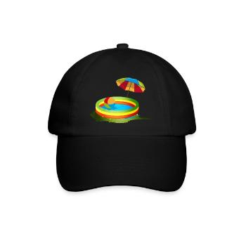 Buntes Planschbecken mit Sonnenschirm und Ball - Baseballkappe - Schwarz/Schwarz - Vorne