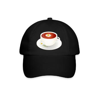 Chamomile tea motif with flower in elegant cup - Baseball Cap - black/black - Front