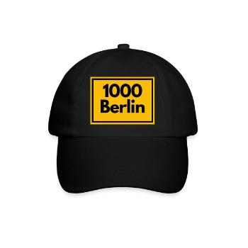 Place sign - then Retro urban Zip Code 1000 Berlin - Baseball Cap - black/black - Front