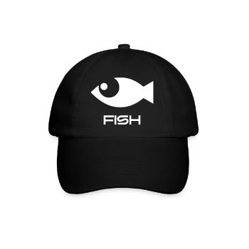 Minimalistischer Fisch Icon Angeln Meer Ozean - Baseballkappe - Schwarz/Schwarz - Vorne