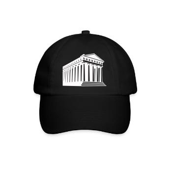 Antike griechische Tempelillustration - Baseballkappe - Schwarz/Schwarz - Vorne
