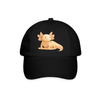 Realistisches Axolotl – Detailreiche Illustration - Baseballkappe - Schwarz/Schwarz - Vorne