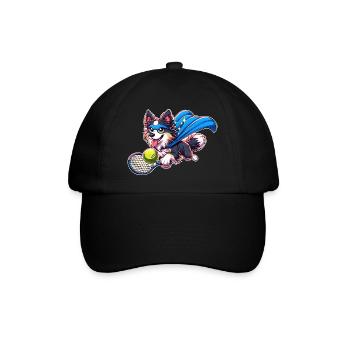 Corgi super-héros avec balle de tennis et cape - Casquette classique - noir/noir - Devant