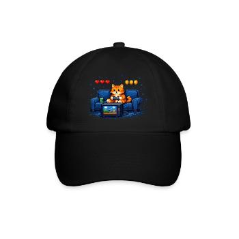 Gaming Cat – Humour de gamer PC - Casquette classique - noir/noir - Devant