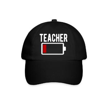 Teacher Battery Drain Funny Funny Work - Baseball Cap - black/black - Front
