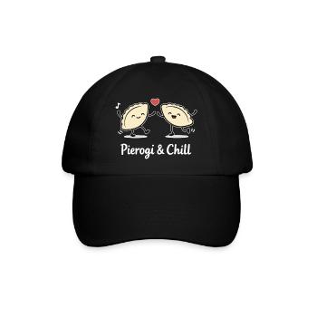 Pierogi & Chill: Lustige tanzende Piroggen Polska - Baseballkappe - Schwarz/Schwarz - Vorne