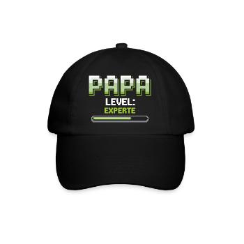 Papa Level Up Experte Gaming - Baseballkappe - Schwarz/Schwarz - Vorne
